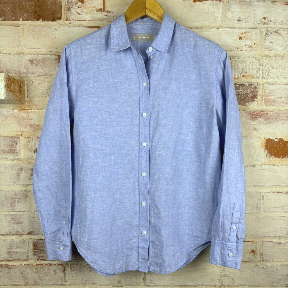Everlane 100% Linen Oversized Button-Up Shirt Women's 0 Minimalist Coastal